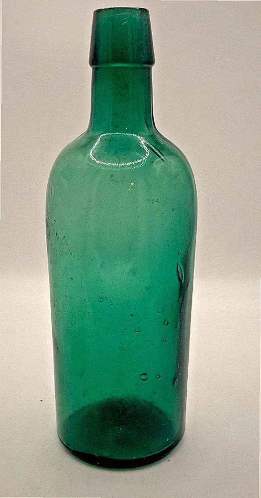 1870s Teal Green Master Ink Utility Bottle Applied Lip Hand Blown Writing School