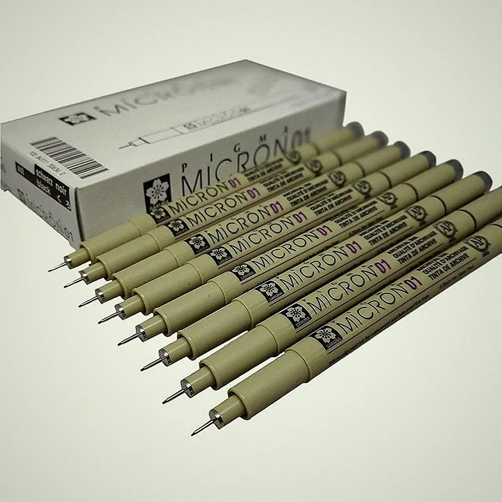 Archival pigment ink for artist, Pen 01 Black marker felt tip pen, sketch and...