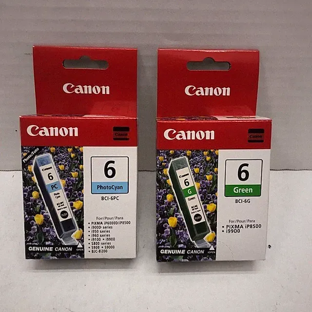 Canon BCI-6 Color Ink Cartridges 2-Pack Green & Photo Cyan BCI-6G BCI-6PC - NEW