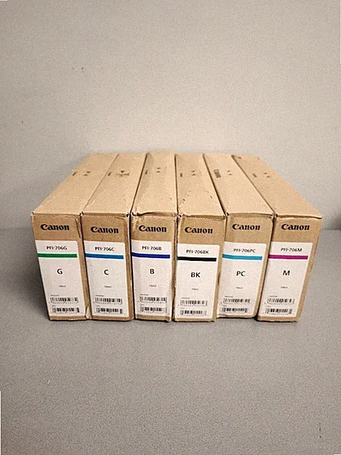 Canon PFI-706PC PFI-706BK PFI-706G PFI-706M PFI-706C, PFI-706B Lot of 6