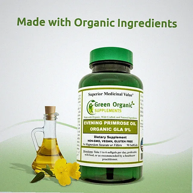 Green Organic Supplements Evening Primrose Oil, GLA, Organic