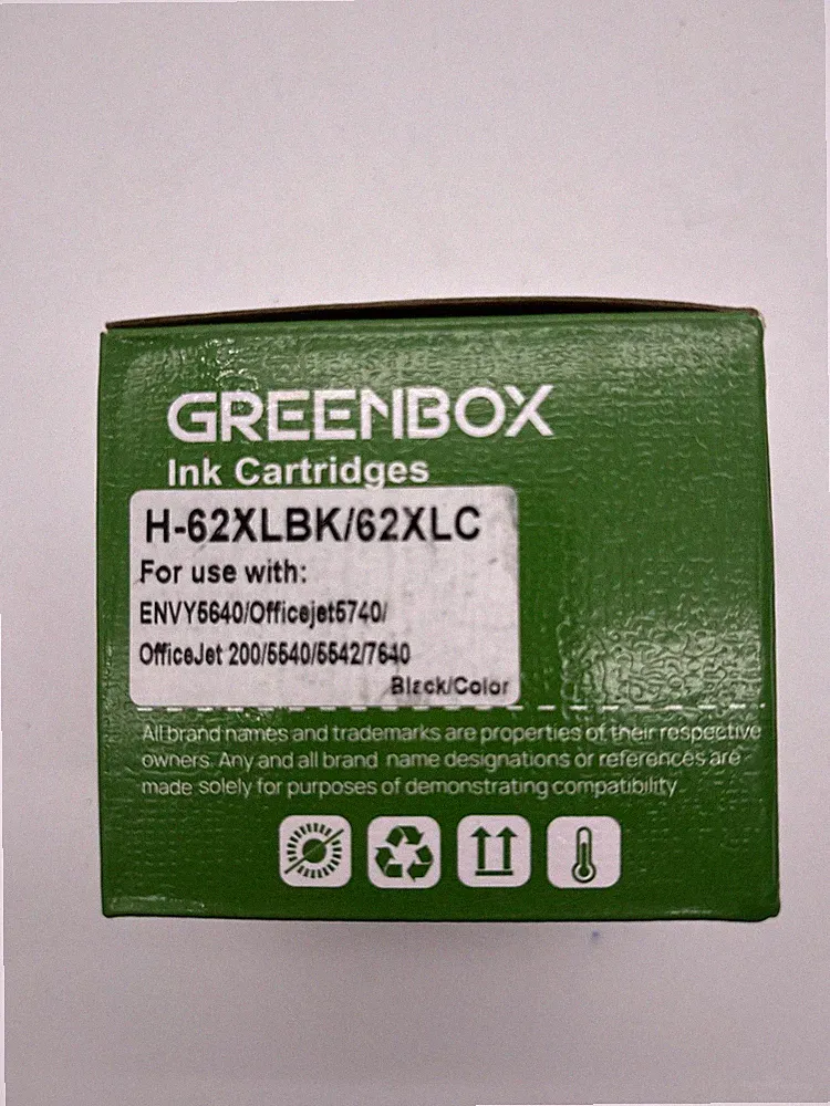 Greenbox Ink Cartridge New in Box H-62XLB Black & 62XLC Color, See Pic Of Labels
