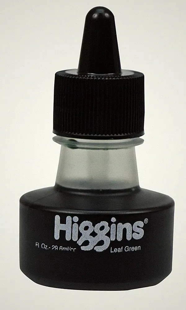 Higgins Dye-Based Drawing Ink, Leaf Green, 1 Ounce Bottle (44111)