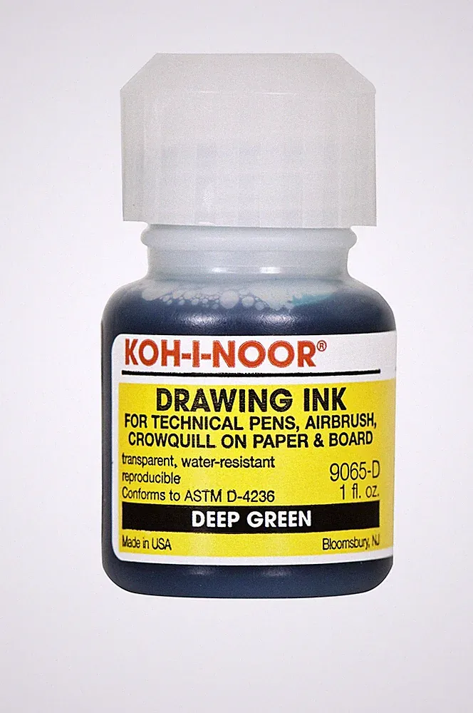 Koh-I-Noor Pigment-Based Drawing Ink, 1 oz Bottle, Dark Green (9065D.DGR)