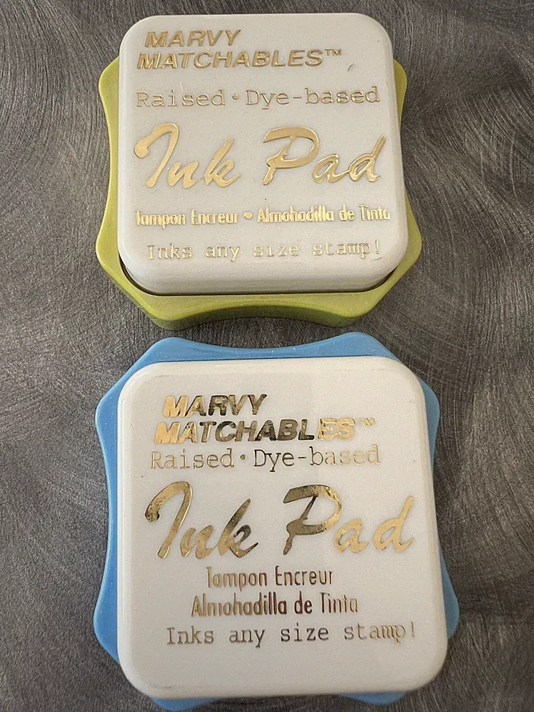 Marvy Matchables Raised Ink Pad Stamp Pad Dye-Based Salvia Blue and Celery Green