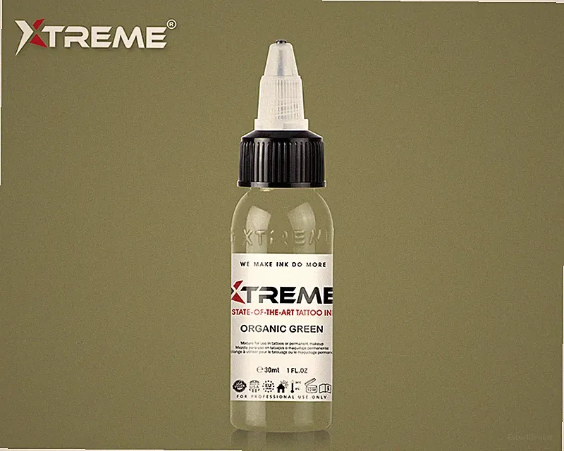 ORGANIC GREEN Xtreme Ink Premium Bright Solid Color Tattoo Pigment Made in USA