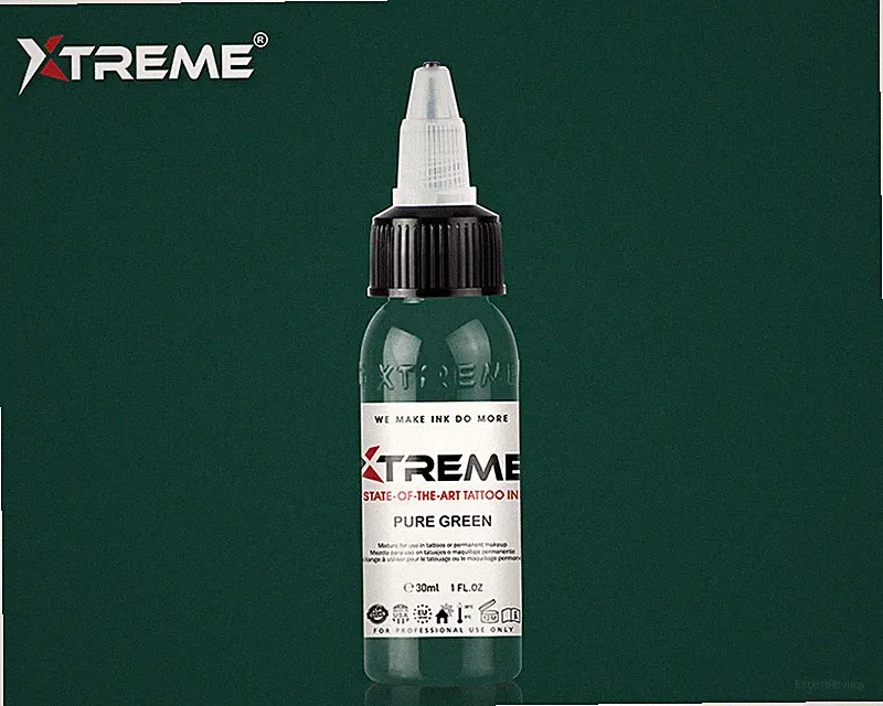 PURE GREEN Xtreme Ink Premium Bright Solid Color Tattoo Pigment Made in USA