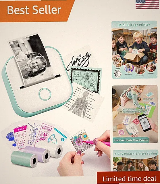 T02 Compact Wireless Printer - Thermal Label Maker for Creative Projects & Gifts